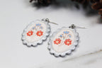 Pair of floral earrings on a light background
